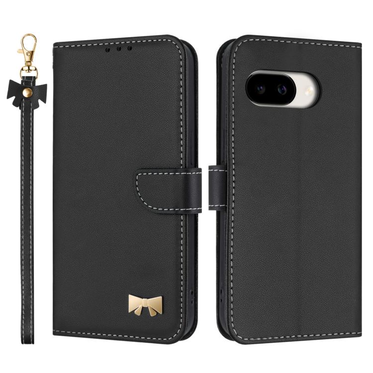 Metal Bow Leather Phone Case with Hand Strap, For Google Pixel 11 Pro XL, For Google Pixel 11 / 11 Pro, For Google Pixel 10a, For Google Pixel 10 Pro XL / 9 Pro XL, For Google Pixel 10 Pro / 9 Pro, For Google Pixel 9a, For Google Pixel 8a              ...