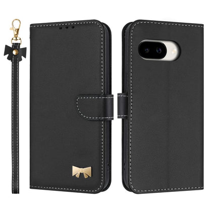 Metal Bow Leather Phone Case with Hand Strap, For Google Pixel 11 Pro XL, For Google Pixel 11 / 11 Pro, For Google Pixel 10a, For Google Pixel 10 Pro XL / 9 Pro XL, For Google Pixel 10 Pro / 9 Pro, For Google Pixel 9a, For Google Pixel 8a              ...