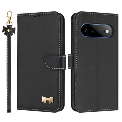 Metal Bow Leather Phone Case with Hand Strap, For Google Pixel 11 Pro XL, For Google Pixel 11 / 11 Pro, For Google Pixel 10a, For Google Pixel 10 Pro XL / 9 Pro XL, For Google Pixel 10 Pro / 9 Pro, For Google Pixel 9a, For Google Pixel 8a              ...