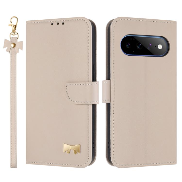 Metal Bow Leather Phone Case with Hand Strap, For Google Pixel 11 Pro XL, For Google Pixel 11 / 11 Pro, For Google Pixel 10a, For Google Pixel 10 Pro XL / 9 Pro XL, For Google Pixel 10 Pro / 9 Pro, For Google Pixel 9a, For Google Pixel 8a              ...