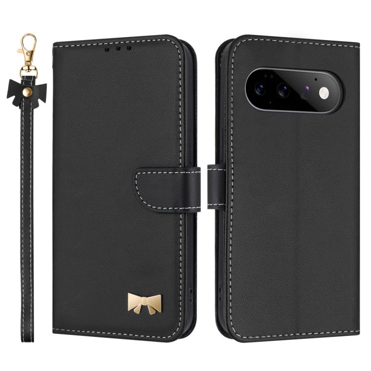Metal Bow Leather Phone Case with Hand Strap, For Google Pixel 11 Pro XL, For Google Pixel 11 / 11 Pro, For Google Pixel 10a, For Google Pixel 10 Pro XL / 9 Pro XL, For Google Pixel 10 Pro / 9 Pro, For Google Pixel 9a, For Google Pixel 8a              ...