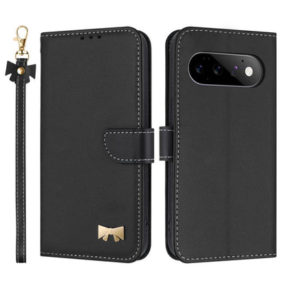 Metal Bow Leather Phone Case with Hand Strap, For Google Pixel 11 Pro XL, For Google Pixel 11 / 11 Pro, For Google Pixel 10a, For Google Pixel 10 Pro XL / 9 Pro XL, For Google Pixel 10 Pro / 9 Pro, For Google Pixel 9a, For Google Pixel 8a              ...
