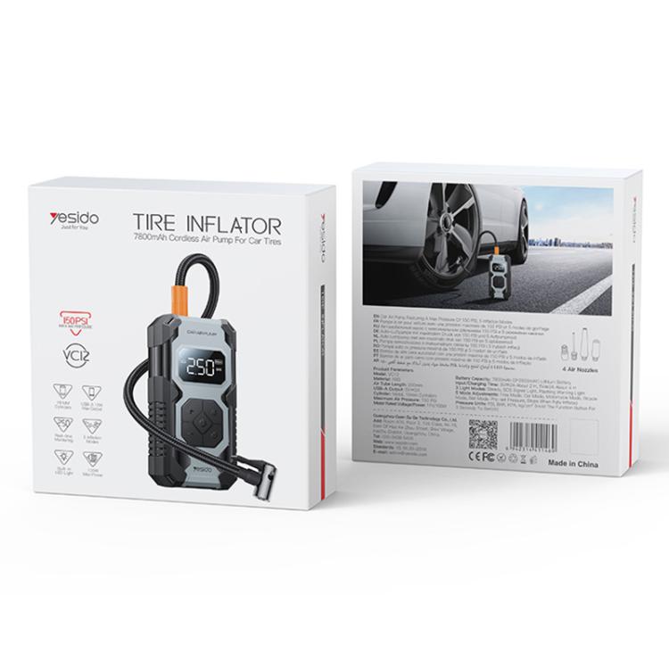 Yesido VC12 7800mAh Multi-function Car Air Pump Car Tires Cordless Tire Inflator, VC12