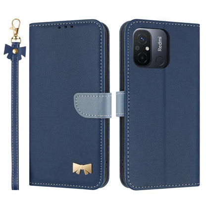 Metal Bow Leather Phone Case with Hand Strap, For Redmi Note 12 Pro+ 5G, For Redmi Note 12 Pro 5G, For Redmi 11A / 12C