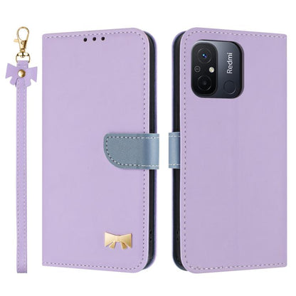 Metal Bow Leather Phone Case with Hand Strap, For Redmi Note 12 Pro+ 5G, For Redmi Note 12 Pro 5G, For Redmi 11A / 12C