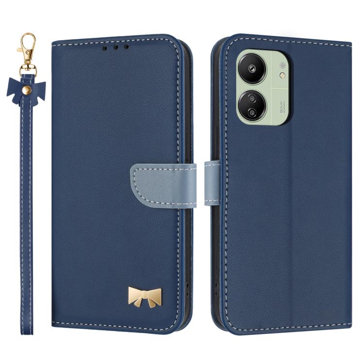 Metal Bow Leather Phone Case with Hand Strap, For Redmi Note 14 Pro 4G Global, For Redmi Note 14 4G 163.25mm, For Redmi 14C 4G / Poco C75, For Redmi Note 14 5G, For Redmi Note 13 4G Global, For Redmi K70 Pro / Poco F6 Pro 5G                            ...
