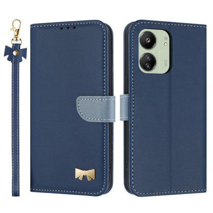 Metal Bow Leather Phone Case with Hand Strap, For Redmi Note 14 Pro 4G Global, For Redmi Note 14 4G 163.25mm, For Redmi 14C 4G / Poco C75, For Redmi Note 14 5G, For Redmi Note 13 4G Global, For Redmi K70 Pro / Poco F6 Pro 5G                            ...
