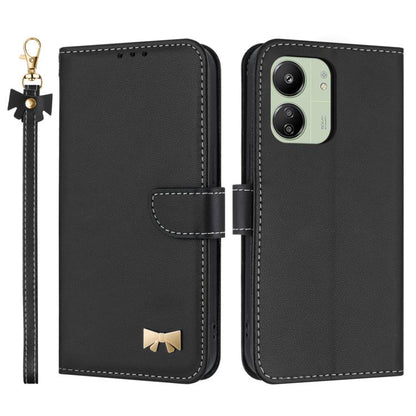 Metal Bow Leather Phone Case with Hand Strap, For Redmi Note 14 Pro 4G Global, For Redmi Note 14 4G 163.25mm, For Redmi 14C 4G / Poco C75, For Redmi Note 14 5G, For Redmi Note 13 4G Global, For Redmi K70 Pro / Poco F6 Pro 5G                            ...