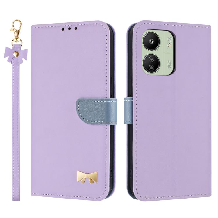 Metal Bow Leather Phone Case with Hand Strap, For Redmi Note 14 Pro 4G Global, For Redmi Note 14 4G 163.25mm, For Redmi 14C 4G / Poco C75, For Redmi Note 14 5G, For Redmi Note 13 4G Global, For Redmi K70 Pro / Poco F6 Pro 5G                            ...