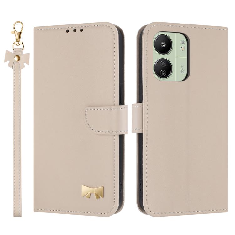 Metal Bow Leather Phone Case with Hand Strap, For Redmi Note 14 Pro 4G Global, For Redmi Note 14 4G 163.25mm, For Redmi 14C 4G / Poco C75, For Redmi Note 14 5G, For Redmi Note 13 4G Global, For Redmi K70 Pro / Poco F6 Pro 5G                            ...