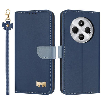 Metal Bow Leather Phone Case with Hand Strap, For Redmi Note 14 Pro 4G Global, For Redmi Note 14 4G 163.25mm, For Redmi 14C 4G / Poco C75, For Redmi Note 14 5G, For Redmi Note 13 4G Global, For Redmi K70 Pro / Poco F6 Pro 5G                            ...