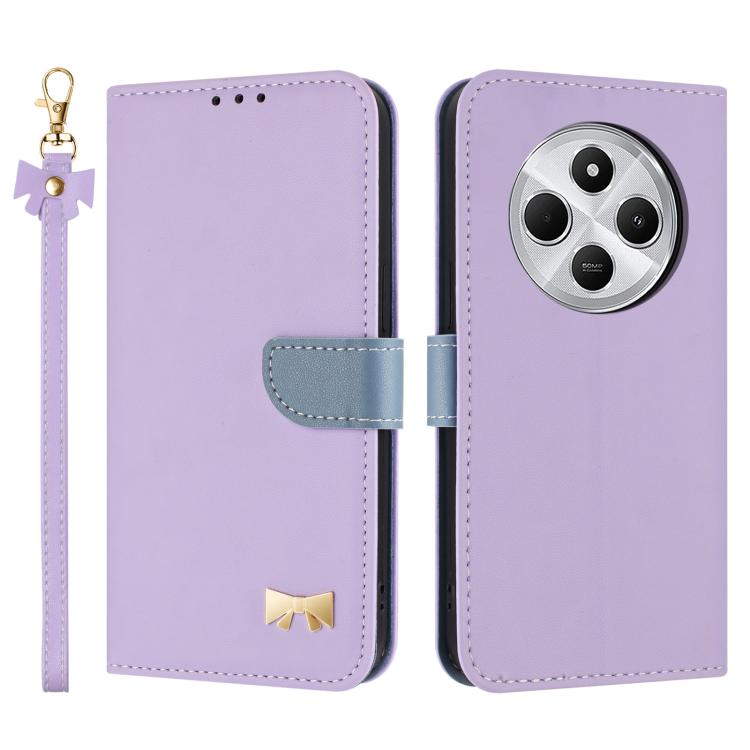 Metal Bow Leather Phone Case with Hand Strap, For Redmi Note 14 Pro 4G Global, For Redmi Note 14 4G 163.25mm, For Redmi 14C 4G / Poco C75, For Redmi Note 14 5G, For Redmi Note 13 4G Global, For Redmi K70 Pro / Poco F6 Pro 5G                            ...