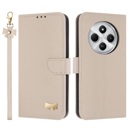Metal Bow Leather Phone Case with Hand Strap, For Redmi Note 14 Pro 4G Global, For Redmi Note 14 4G 163.25mm, For Redmi 14C 4G / Poco C75, For Redmi Note 14 5G, For Redmi Note 13 4G Global, For Redmi K70 Pro / Poco F6 Pro 5G                            ...