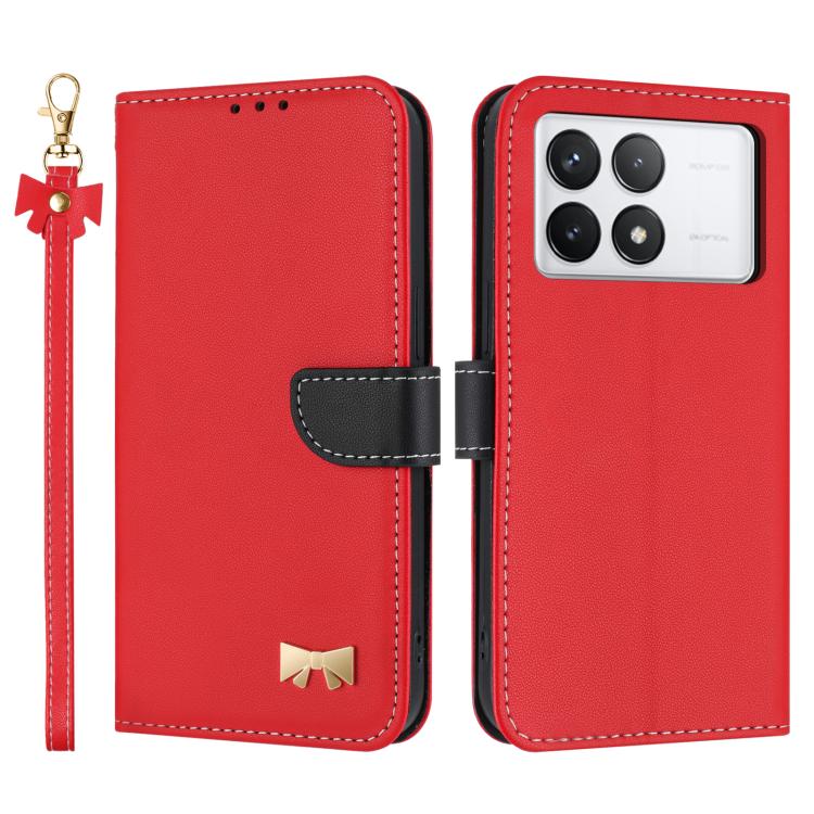 Metal Bow Leather Phone Case with Hand Strap, For Redmi Note 14 Pro 4G Global, For Redmi Note 14 4G 163.25mm, For Redmi 14C 4G / Poco C75, For Redmi Note 14 5G, For Redmi Note 13 4G Global, For Redmi K70 Pro / Poco F6 Pro 5G                            ...