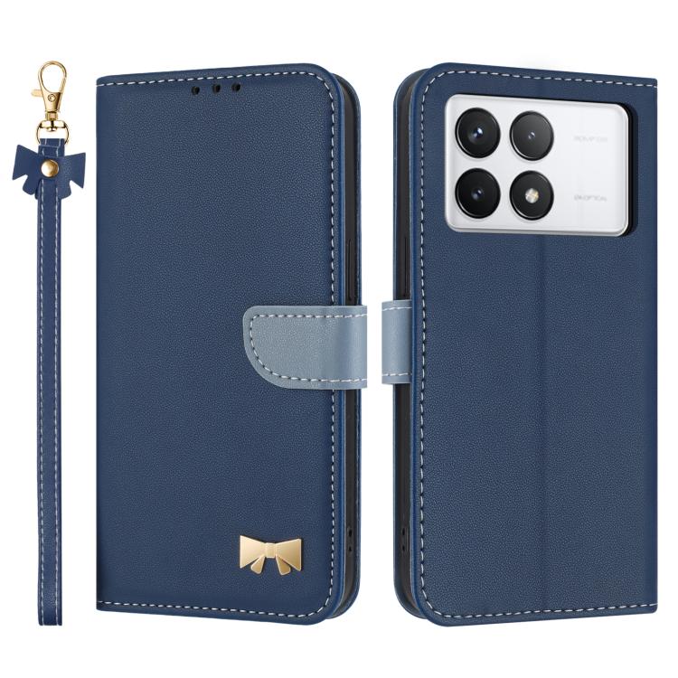 Metal Bow Leather Phone Case with Hand Strap, For Redmi Note 14 Pro 4G Global, For Redmi Note 14 4G 163.25mm, For Redmi 14C 4G / Poco C75, For Redmi Note 14 5G, For Redmi Note 13 4G Global, For Redmi K70 Pro / Poco F6 Pro 5G                            ...