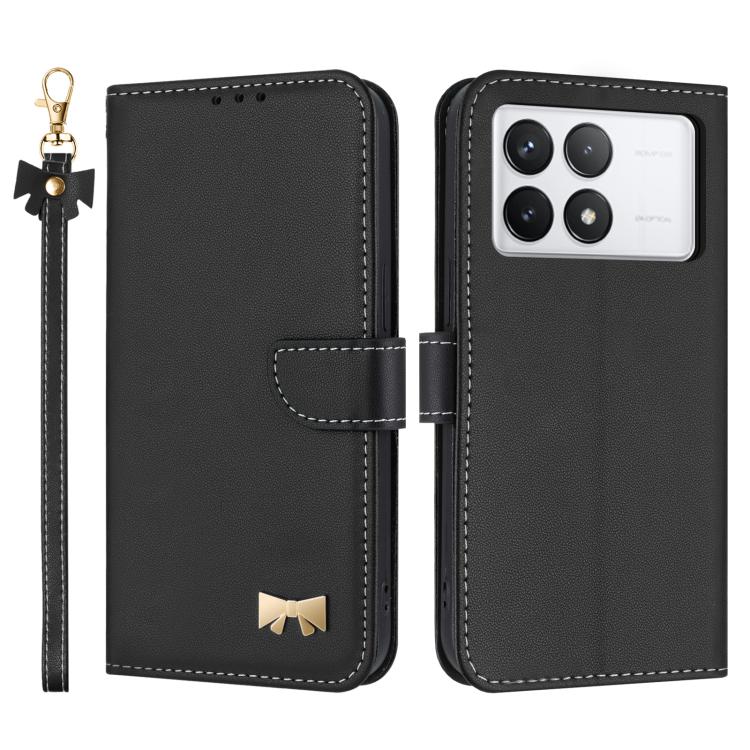 Metal Bow Leather Phone Case with Hand Strap, For Redmi Note 14 Pro 4G Global, For Redmi Note 14 4G 163.25mm, For Redmi 14C 4G / Poco C75, For Redmi Note 14 5G, For Redmi Note 13 4G Global, For Redmi K70 Pro / Poco F6 Pro 5G                            ...