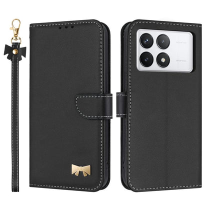 Metal Bow Leather Phone Case with Hand Strap, For Redmi Note 14 Pro 4G Global, For Redmi Note 14 4G 163.25mm, For Redmi 14C 4G / Poco C75, For Redmi Note 14 5G, For Redmi Note 13 4G Global, For Redmi K70 Pro / Poco F6 Pro 5G                            ...