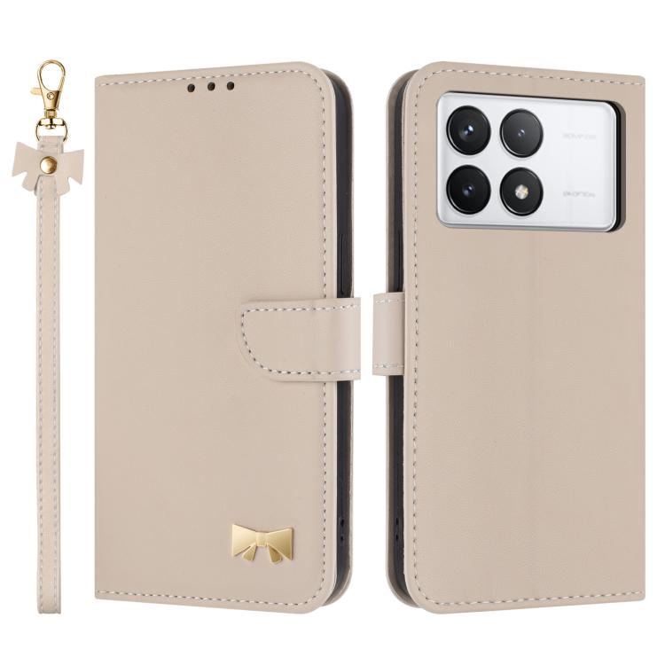 Metal Bow Leather Phone Case with Hand Strap, For Redmi Note 14 Pro 4G Global, For Redmi Note 14 4G 163.25mm, For Redmi 14C 4G / Poco C75, For Redmi Note 14 5G, For Redmi Note 13 4G Global, For Redmi K70 Pro / Poco F6 Pro 5G                            ...
