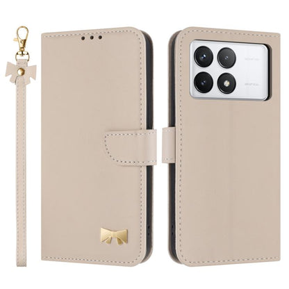 Metal Bow Leather Phone Case with Hand Strap, For Redmi Note 14 Pro 4G Global, For Redmi Note 14 4G 163.25mm, For Redmi 14C 4G / Poco C75, For Redmi Note 14 5G, For Redmi Note 13 4G Global, For Redmi K70 Pro / Poco F6 Pro 5G                            ...