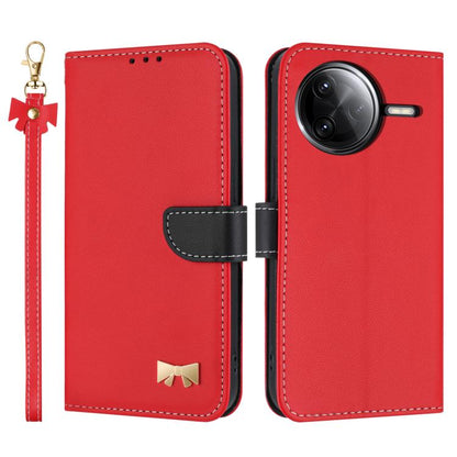 Metal Bow Leather Phone Case with Hand Strap, For Redmi 15a 5G Global, For Redmi Turbo 5 Max 5G / Poco X8 Pro Max 5G, For Redmi Turbo 5 5G / Poco X8 Pro 5G, For Redmi K90 Pro Max / Poco F8 Ultra, For Redmi Note 15 Pro 4G Global 163.2mm                 ...