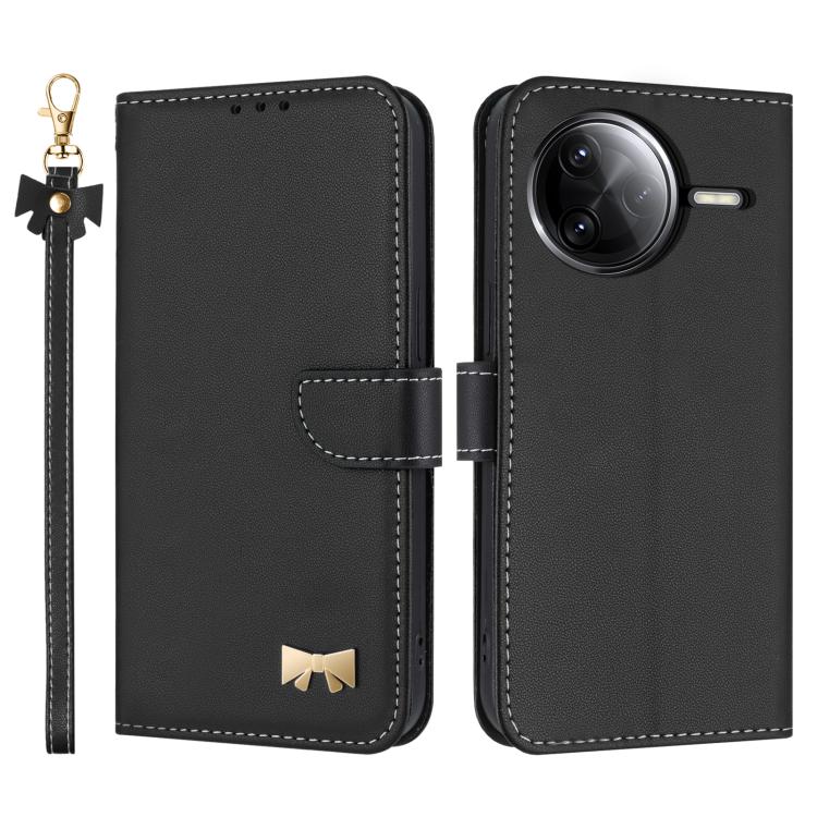 Metal Bow Leather Phone Case with Hand Strap, For Redmi 15a 5G Global, For Redmi Turbo 5 Max 5G / Poco X8 Pro Max 5G, For Redmi Turbo 5 5G / Poco X8 Pro 5G, For Redmi K90 Pro Max / Poco F8 Ultra, For Redmi Note 15 Pro 4G Global 163.2mm                 ...
