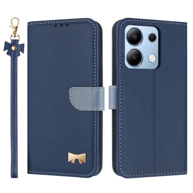 Metal Bow Leather Phone Case with Hand Strap, For Redmi Note 14 Pro 4G Global, For Redmi Note 14 4G 163.25mm, For Redmi 14C 4G / Poco C75, For Redmi Note 14 5G, For Redmi Note 13 4G Global, For Redmi K70 Pro / Poco F6 Pro 5G                            ...