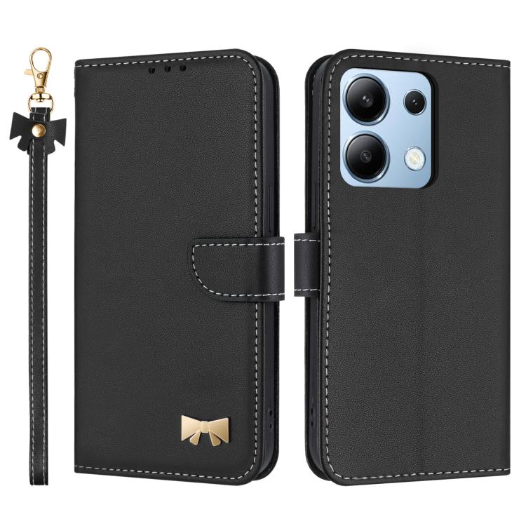 Metal Bow Leather Phone Case with Hand Strap, For Redmi Note 14 Pro 4G Global, For Redmi Note 14 4G 163.25mm, For Redmi 14C 4G / Poco C75, For Redmi Note 14 5G, For Redmi Note 13 4G Global, For Redmi K70 Pro / Poco F6 Pro 5G                            ...