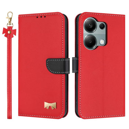 Metal Bow Leather Phone Case with Hand Strap, For Redmi Note 14 Pro 4G Global, For Redmi Note 14 4G 163.25mm, For Redmi 14C 4G / Poco C75, For Redmi Note 14 5G, For Redmi Note 13 4G Global, For Redmi K70 Pro / Poco F6 Pro 5G                            ...
