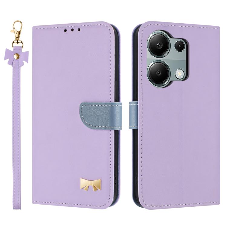 Metal Bow Leather Phone Case with Hand Strap, For Redmi Note 14 Pro 4G Global, For Redmi Note 14 4G 163.25mm, For Redmi 14C 4G / Poco C75, For Redmi Note 14 5G, For Redmi Note 13 4G Global, For Redmi K70 Pro / Poco F6 Pro 5G                            ...