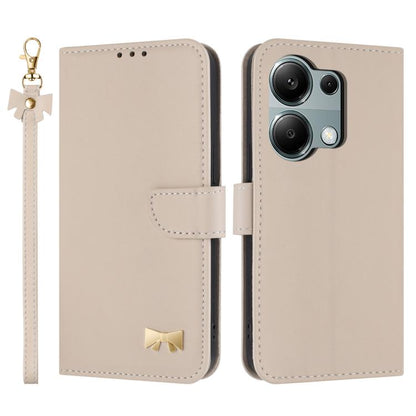 Metal Bow Leather Phone Case with Hand Strap, For Redmi Note 14 Pro 4G Global, For Redmi Note 14 4G 163.25mm, For Redmi 14C 4G / Poco C75, For Redmi Note 14 5G, For Redmi Note 13 4G Global, For Redmi K70 Pro / Poco F6 Pro 5G                            ...