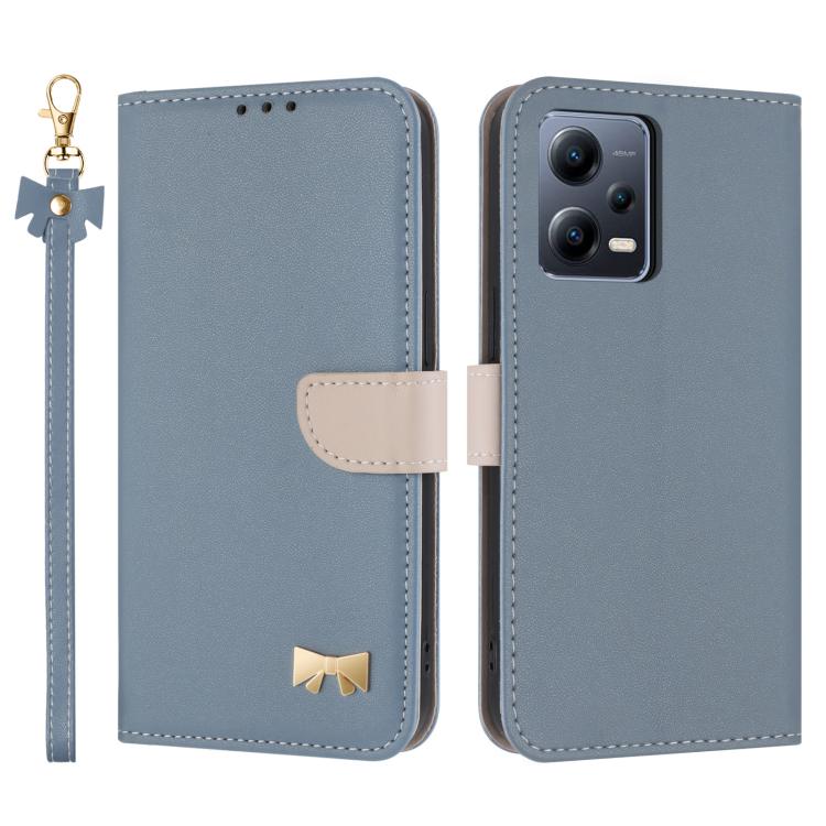 Metal Bow Leather Phone Case with Hand Strap, For Redmi Note 12 Pro+ 5G, For Redmi Note 12 Pro 5G, For Redmi 11A / 12C