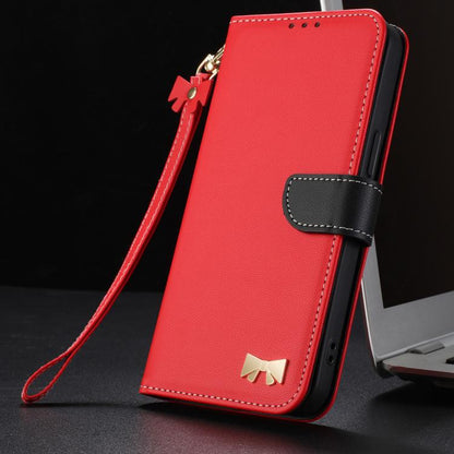 Metal Bow Leather Phone Case with Hand Strap, For Redmi Note 12 Pro+ 5G, For Redmi Note 12 Pro 5G, For Redmi 11A / 12C