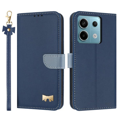 Metal Bow Leather Phone Case with Hand Strap, For Redmi Note 14 Pro 4G Global, For Redmi Note 14 4G 163.25mm, For Redmi 14C 4G / Poco C75, For Redmi Note 14 5G, For Redmi Note 13 4G Global, For Redmi K70 Pro / Poco F6 Pro 5G                            ...