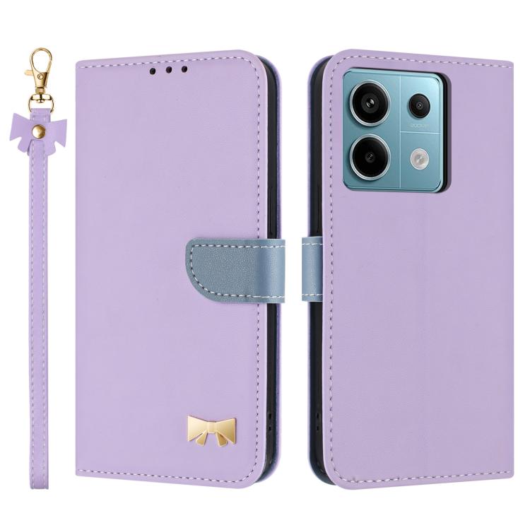 Metal Bow Leather Phone Case with Hand Strap, For Redmi Note 14 Pro 4G Global, For Redmi Note 14 4G 163.25mm, For Redmi 14C 4G / Poco C75, For Redmi Note 14 5G, For Redmi Note 13 4G Global, For Redmi K70 Pro / Poco F6 Pro 5G                            ...