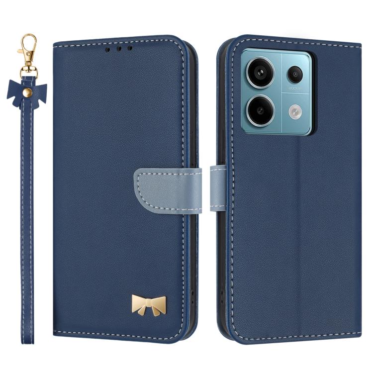 Metal Bow Leather Phone Case with Hand Strap, For Redmi Note 14 Pro 4G Global, For Redmi Note 14 4G 163.25mm, For Redmi 14C 4G / Poco C75, For Redmi Note 14 5G, For Redmi Note 13 4G Global, For Redmi K70 Pro / Poco F6 Pro 5G                            ...