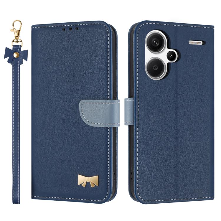 Metal Bow Leather Phone Case with Hand Strap, For Redmi Note 14 Pro 4G Global, For Redmi Note 14 4G 163.25mm, For Redmi 14C 4G / Poco C75, For Redmi Note 14 5G, For Redmi Note 13 4G Global, For Redmi K70 Pro / Poco F6 Pro 5G                            ...