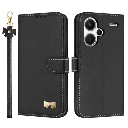 Metal Bow Leather Phone Case with Hand Strap, For Redmi Note 14 Pro 4G Global, For Redmi Note 14 4G 163.25mm, For Redmi 14C 4G / Poco C75, For Redmi Note 14 5G, For Redmi Note 13 4G Global, For Redmi K70 Pro / Poco F6 Pro 5G                            ...