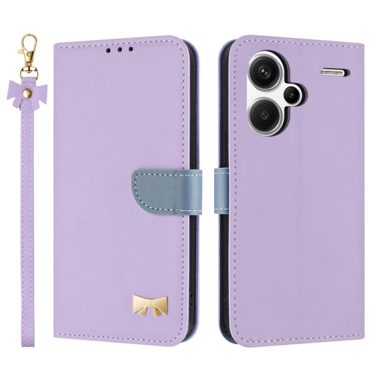 Metal Bow Leather Phone Case with Hand Strap, For Redmi Note 14 Pro 4G Global, For Redmi Note 14 4G 163.25mm, For Redmi 14C 4G / Poco C75, For Redmi Note 14 5G, For Redmi Note 13 4G Global, For Redmi K70 Pro / Poco F6 Pro 5G                            ...