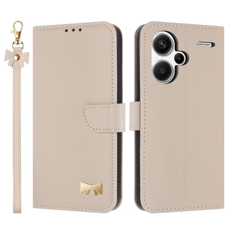 Metal Bow Leather Phone Case with Hand Strap, For Redmi Note 14 Pro 4G Global, For Redmi Note 14 4G 163.25mm, For Redmi 14C 4G / Poco C75, For Redmi Note 14 5G, For Redmi Note 13 4G Global, For Redmi K70 Pro / Poco F6 Pro 5G                            ...
