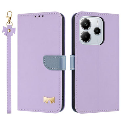 Metal Bow Leather Phone Case with Hand Strap, For Redmi Note 14 Pro 4G Global, For Redmi Note 14 4G 163.25mm, For Redmi 14C 4G / Poco C75, For Redmi Note 14 5G, For Redmi Note 13 4G Global, For Redmi K70 Pro / Poco F6 Pro 5G                            ...