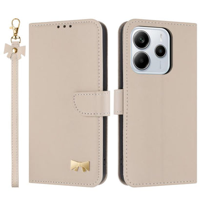 Metal Bow Leather Phone Case with Hand Strap, For Redmi 15a 5G Global, For Redmi Turbo 5 Max 5G / Poco X8 Pro Max 5G, For Redmi Turbo 5 5G / Poco X8 Pro 5G, For Redmi K90 Pro Max / Poco F8 Ultra, For Redmi Note 15 Pro 4G Global 163.2mm                 ...