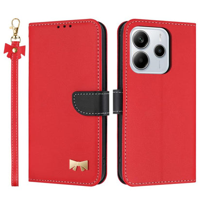 Metal Bow Leather Phone Case with Hand Strap, For Redmi Note 14 Pro 4G Global, For Redmi Note 14 4G 163.25mm, For Redmi 14C 4G / Poco C75, For Redmi Note 14 5G, For Redmi Note 13 4G Global, For Redmi K70 Pro / Poco F6 Pro 5G                            ...