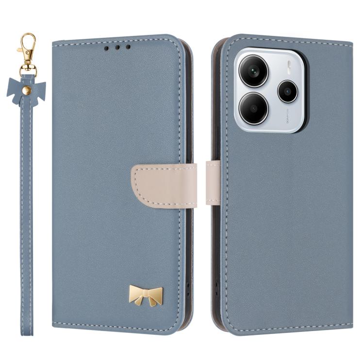 Metal Bow Leather Phone Case with Hand Strap, For Redmi Note 14 Pro 4G Global, For Redmi Note 14 4G 163.25mm, For Redmi 14C 4G / Poco C75, For Redmi Note 14 5G, For Redmi Note 13 4G Global, For Redmi K70 Pro / Poco F6 Pro 5G                            ...