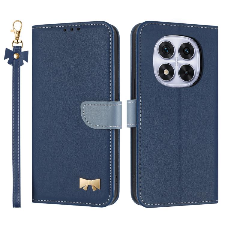 Metal Bow Leather Phone Case with Hand Strap, For Redmi Note 14 Pro 5G / 14 Pro+, For Redmi Turbo 4 Pro / Poco X7 Pro, For Redmi Note 14 Pro 4G Global, For Redmi Note 14 4G 163.25mm, For Redmi 14C 4G / Poco C75, For Redmi Note 14 5G                    ...