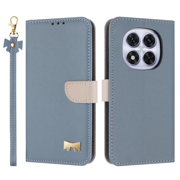 Metal Bow Leather Phone Case with Hand Strap, For Redmi Note 14 Pro 5G / 14 Pro+, For Redmi Turbo 4 Pro / Poco X7 Pro, For Redmi Note 14 Pro 4G Global, For Redmi Note 14 4G 163.25mm, For Redmi 14C 4G / Poco C75, For Redmi Note 14 5G                    ...