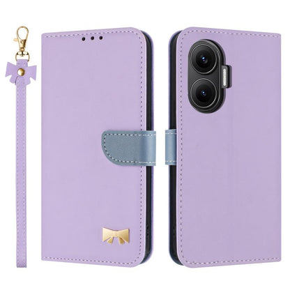 Metal Bow Leather Phone Case with Hand Strap, For Redmi Note 14 Pro 5G / 14 Pro+, For Redmi Turbo 4 Pro / Poco X7 Pro, For Redmi Note 14 Pro 4G Global, For Redmi Note 14 4G 163.25mm, For Redmi 14C 4G / Poco C75, For Redmi Note 14 5G                    ...