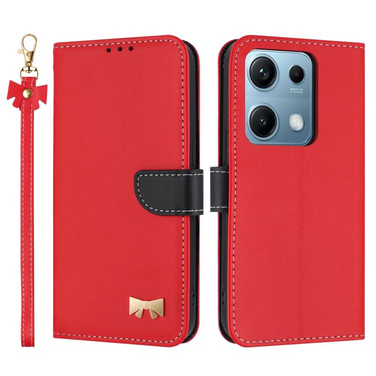 Metal Bow Leather Phone Case with Hand Strap, For Redmi 15a 5G Global, For Redmi Turbo 5 Max 5G / Poco X8 Pro Max 5G, For Redmi Turbo 5 5G / Poco X8 Pro 5G, For Redmi K90 Pro Max / Poco F8 Ultra, For Redmi Note 15 Pro 4G Global 163.2mm                 ...