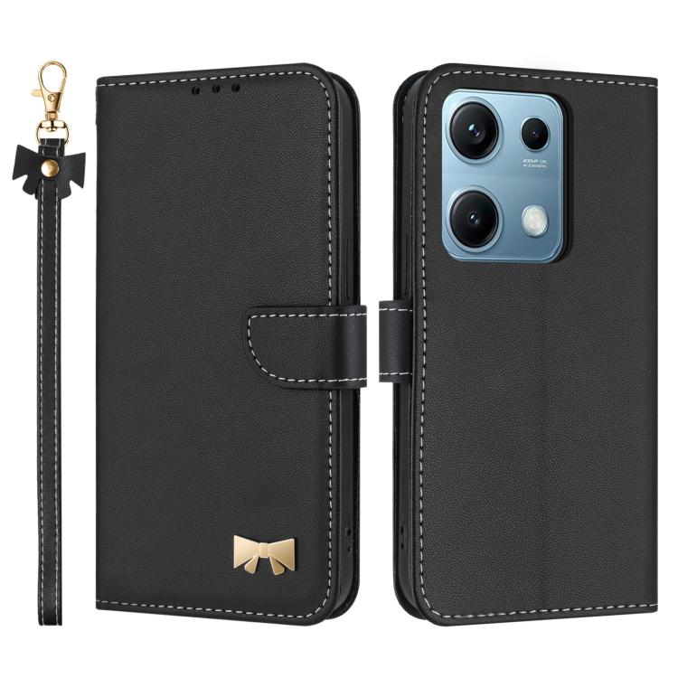 Metal Bow Leather Phone Case with Hand Strap, For Redmi 15a 5G Global, For Redmi Turbo 5 Max 5G / Poco X8 Pro Max 5G, For Redmi Turbo 5 5G / Poco X8 Pro 5G, For Redmi K90 Pro Max / Poco F8 Ultra, For Redmi Note 15 Pro 4G Global 163.2mm                 ...
