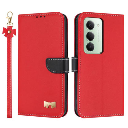 Metal Bow Leather Phone Case with Hand Strap, For Redmi 15a 5G Global, For Redmi Turbo 5 Max 5G / Poco X8 Pro Max 5G, For Redmi Turbo 5 5G / Poco X8 Pro 5G, For Redmi K90 Pro Max / Poco F8 Ultra, For Redmi Note 15 Pro 4G Global 163.2mm                 ...