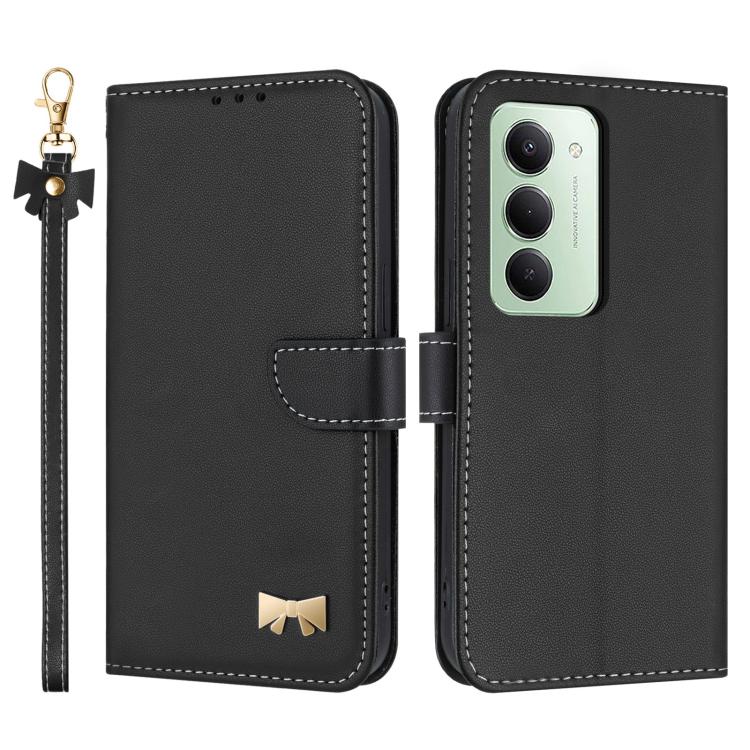 Metal Bow Leather Phone Case with Hand Strap, For Redmi 15a 5G Global, For Redmi Turbo 5 Max 5G / Poco X8 Pro Max 5G, For Redmi Turbo 5 5G / Poco X8 Pro 5G, For Redmi K90 Pro Max / Poco F8 Ultra, For Redmi Note 15 Pro 4G Global 163.2mm                 ...